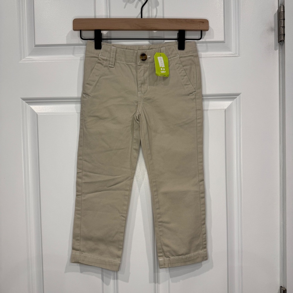 Crazy 8 Boys Khaki Chino Pants Tan Straight‎ Leg School Uniform Size 4 NWT